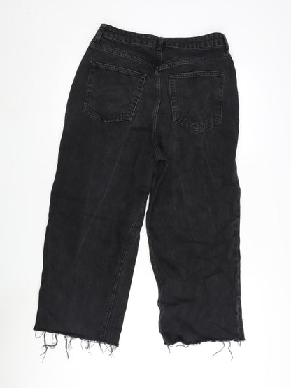 Topshop Womens Grey Cotton Cropped Jeans Size 30 in L22 in Regular Zip - Raw Hem