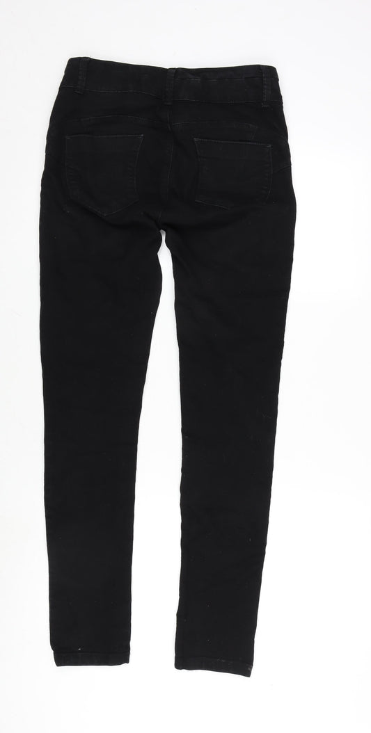 NEXT Womens Black Cotton Blend Skinny Jeans Size 12 L31 in Regular Zip