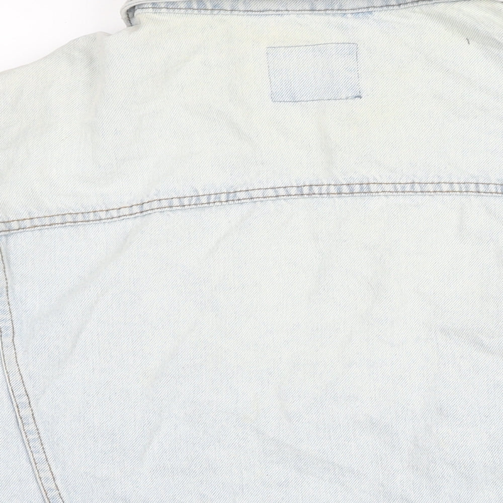 Denim & Co. Womens Blue Biker Jacket Size 14 Button