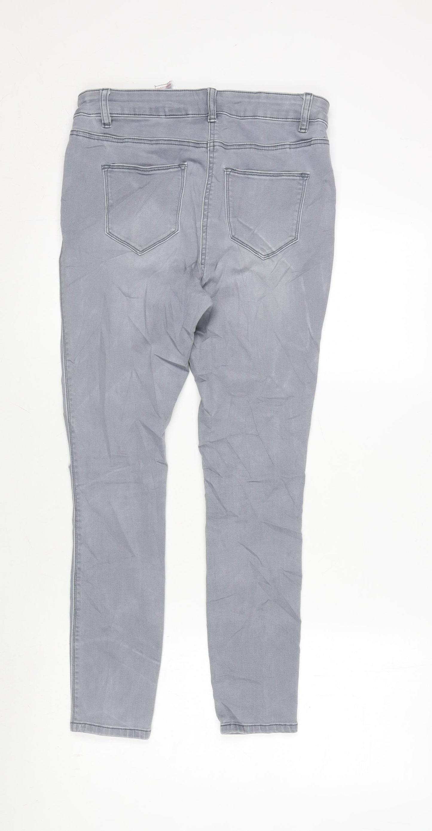 NEXT Womens Grey Cotton Blend Tapered Jeans Size 12 L25 in Regular Zip