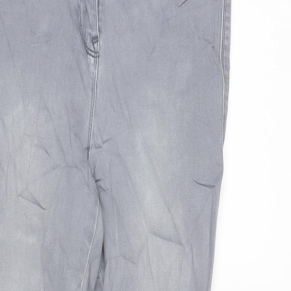NEXT Womens Grey Cotton Blend Tapered Jeans Size 12 L25 in Regular Zip