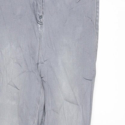 NEXT Womens Grey Cotton Blend Tapered Jeans Size 12 L25 in Regular Zip