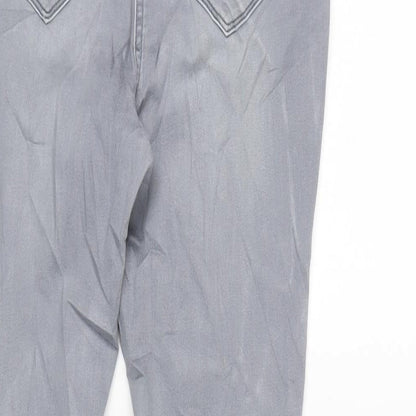 NEXT Womens Grey Cotton Blend Tapered Jeans Size 12 L25 in Regular Zip