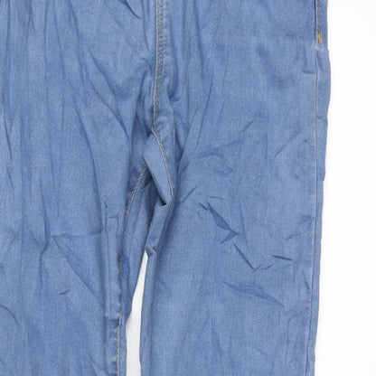 Denim & Co. Womens Blue Cotton Blend Straight Jeans Size 6 L25.5 in Regular Zip