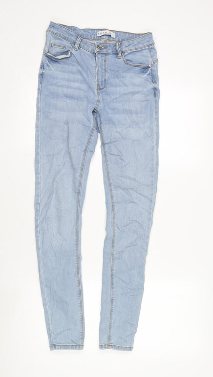 Denim & Co. Womens Blue Cotton Blend Tapered Jeans Size 8 L28.5 in Regular Zip