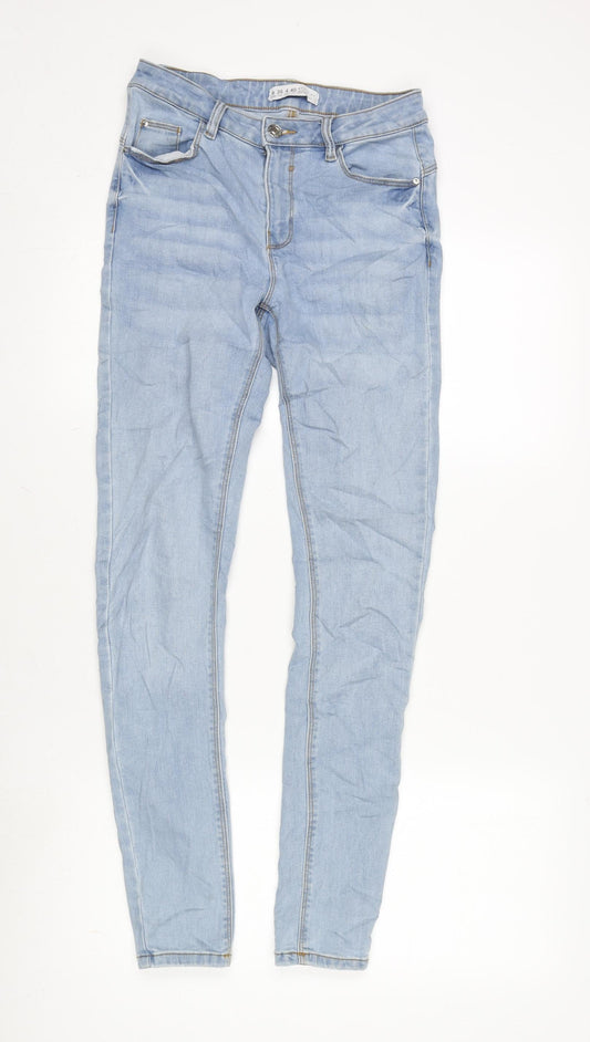 Denim & Co. Womens Blue Cotton Blend Tapered Jeans Size 8 L28.5 in Regular Zip