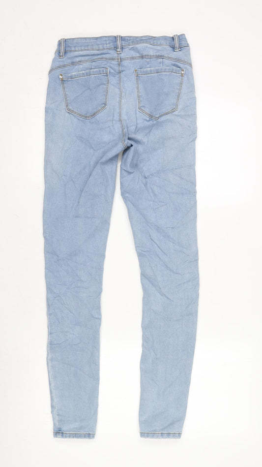 Denim & Co. Womens Blue Cotton Blend Tapered Jeans Size 8 L28.5 in Regular Zip
