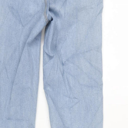 Denim & Co. Womens Blue Cotton Blend Tapered Jeans Size 8 L28.5 in Regular Zip