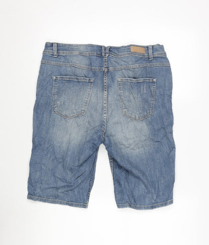 Yessica Womens Blue Houndstooth Cotton Bermuda Shorts Size 34 in L12 in Regular Zip