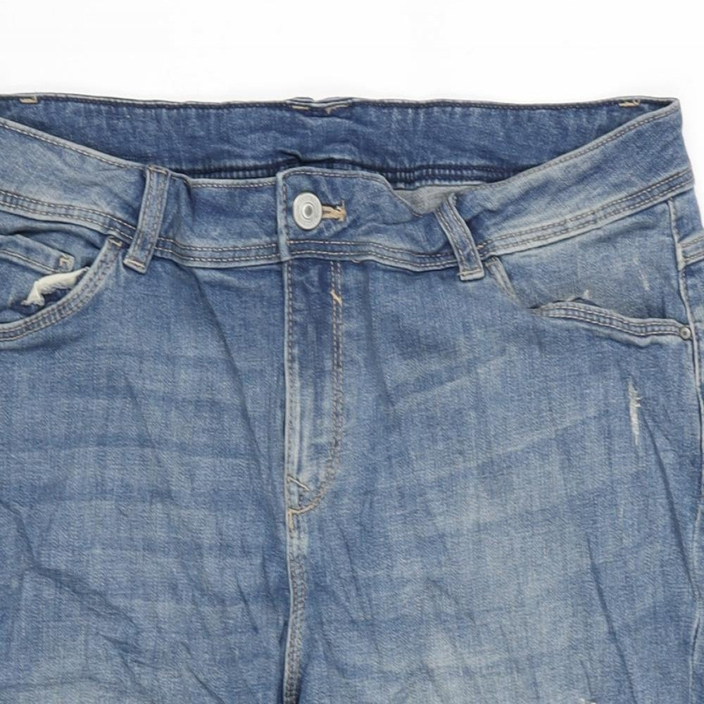 Yessica Womens Blue Houndstooth Cotton Bermuda Shorts Size 34 in L12 in Regular Zip