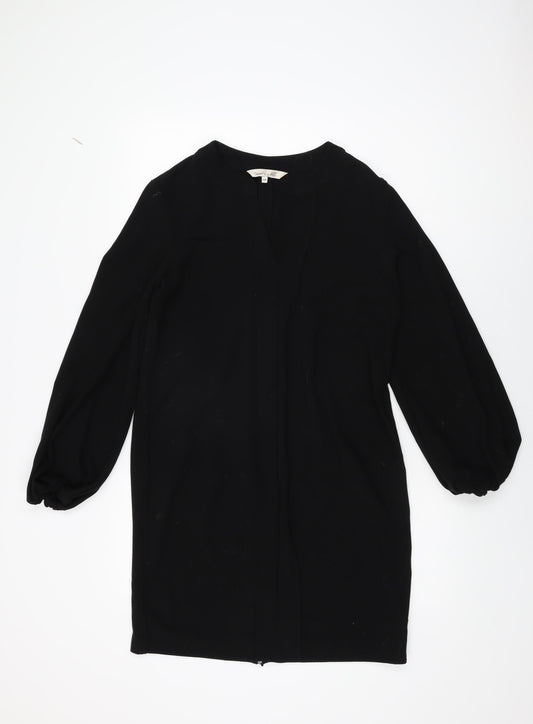 Damsel in a Dress Womens Black Polyester Shift Size 12 V-Neck Zip
