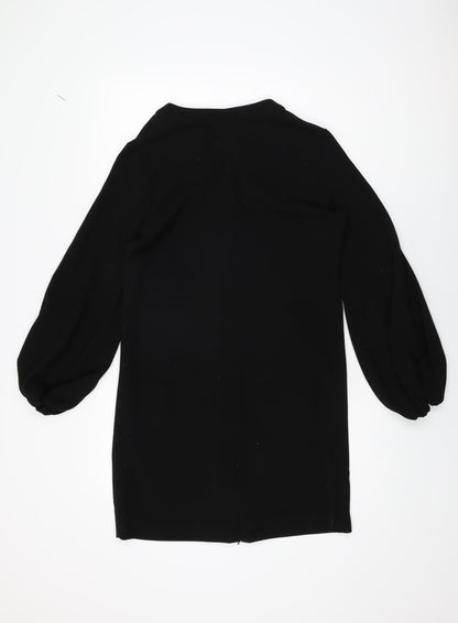 Damsel in a Dress Womens Black Polyester Shift Size 12 V-Neck Zip