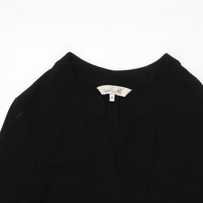 Damsel in a Dress Womens Black Polyester Shift Size 12 V-Neck Zip