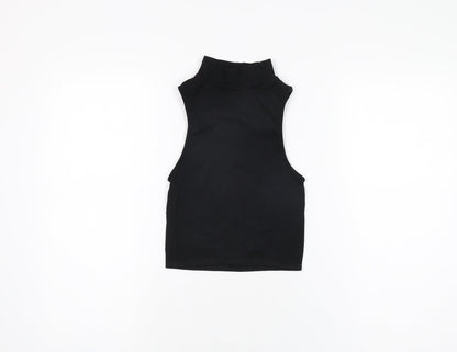 Womens UK Size XS Zara Black Cropped T-Shirt