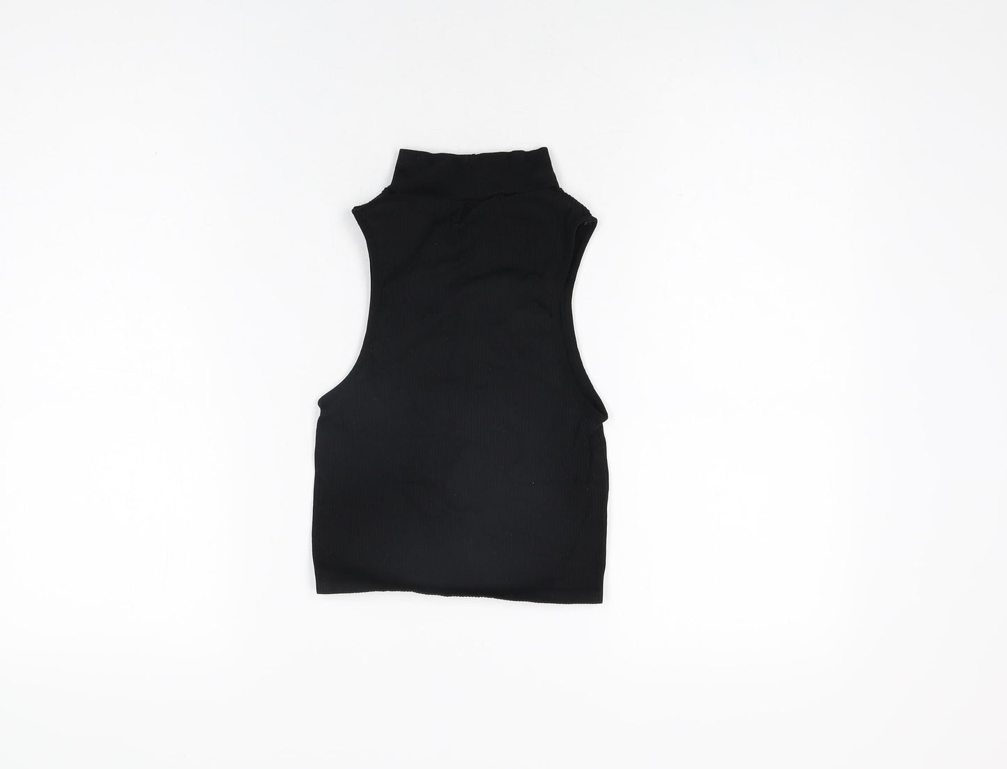 Womens UK Size XS Zara Black Cropped T-Shirt