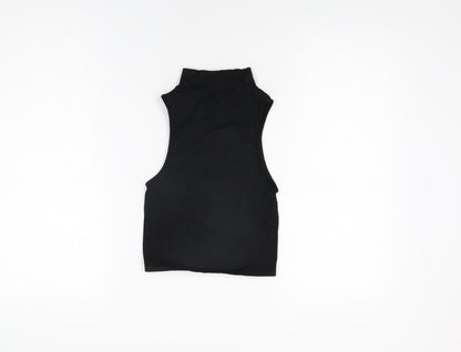 Womens UK Size XS Zara Black Cropped T-Shirt