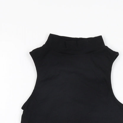 Womens UK Size XS Zara Black Cropped T-Shirt