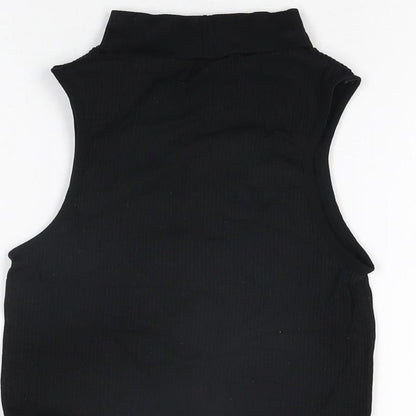 Womens UK Size XS Zara Black Cropped T-Shirt