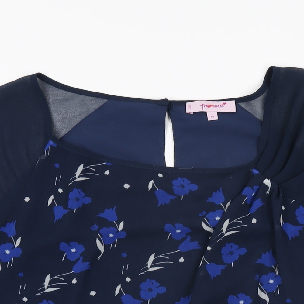 Womens UK Size 14 Per Una Blue Basic Blouse