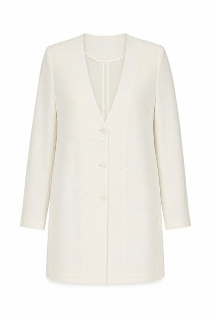 Wish Womens Ivory Polyester Shift Size 14 V-Neck Button