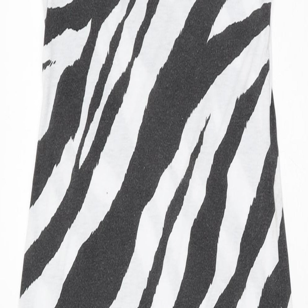 PRETTYLITTLETHING Womens White Animal Print Polyester Maxi Size 4 Scoop Neck Pullover