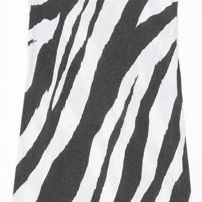 PRETTYLITTLETHING Womens White Animal Print Polyester Maxi Size 4 Scoop Neck Pullover