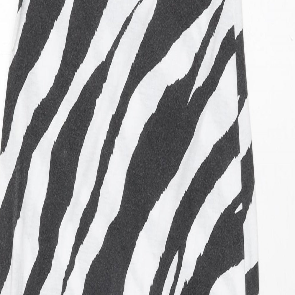 PRETTYLITTLETHING Womens White Animal Print Polyester Maxi Size 4 Scoop Neck Pullover