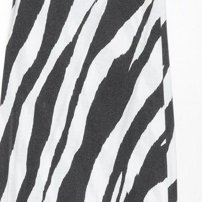 PRETTYLITTLETHING Womens White Animal Print Polyester Maxi Size 4 Scoop Neck Pullover