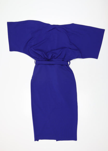Stylewise Womens Blue Polyester Bodycon Size 10 Boat Neck Pullover