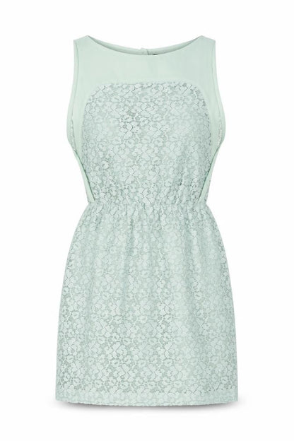 Zara Womens Green Floral Polyester Mini Size XS Boat Neck Button