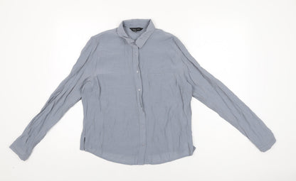 Womens UK Size 10 New Look Grey Basic Button-Up