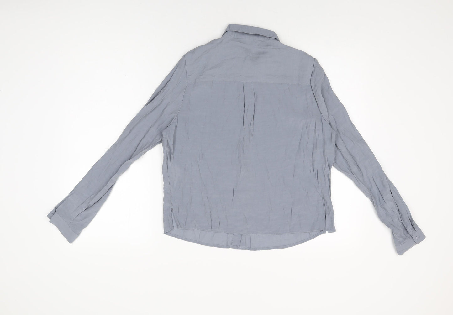 Womens UK Size 10 New Look Grey Basic Button-Up