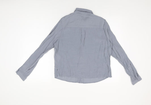 Womens UK Size 10 New Look Grey Basic Button-Up