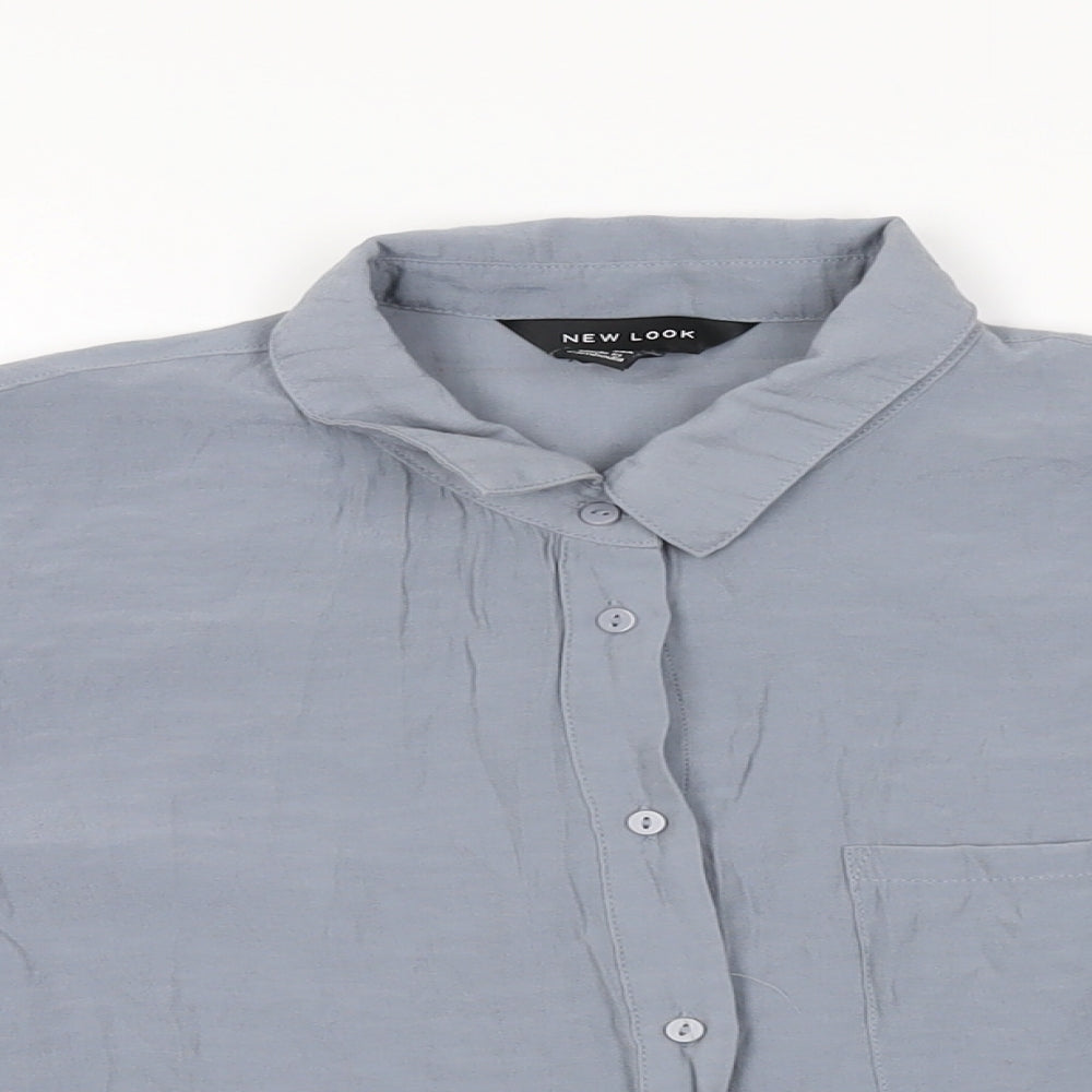 Womens UK Size 10 New Look Grey Basic Button-Up
