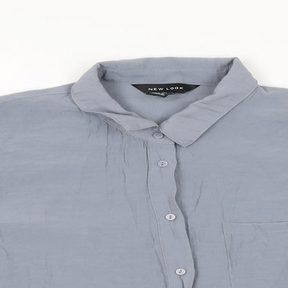 Womens UK Size 10 New Look Grey Basic Button-Up