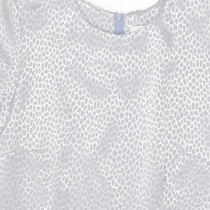 Satsuma Womens Grey Geometric Polyester Shift Size 14 Round Neck Zip