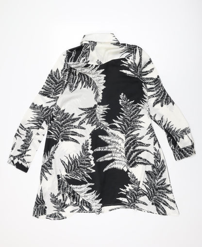 Glamorous Womens White Geometric Polyester Shirt Dress Size S Collared Button