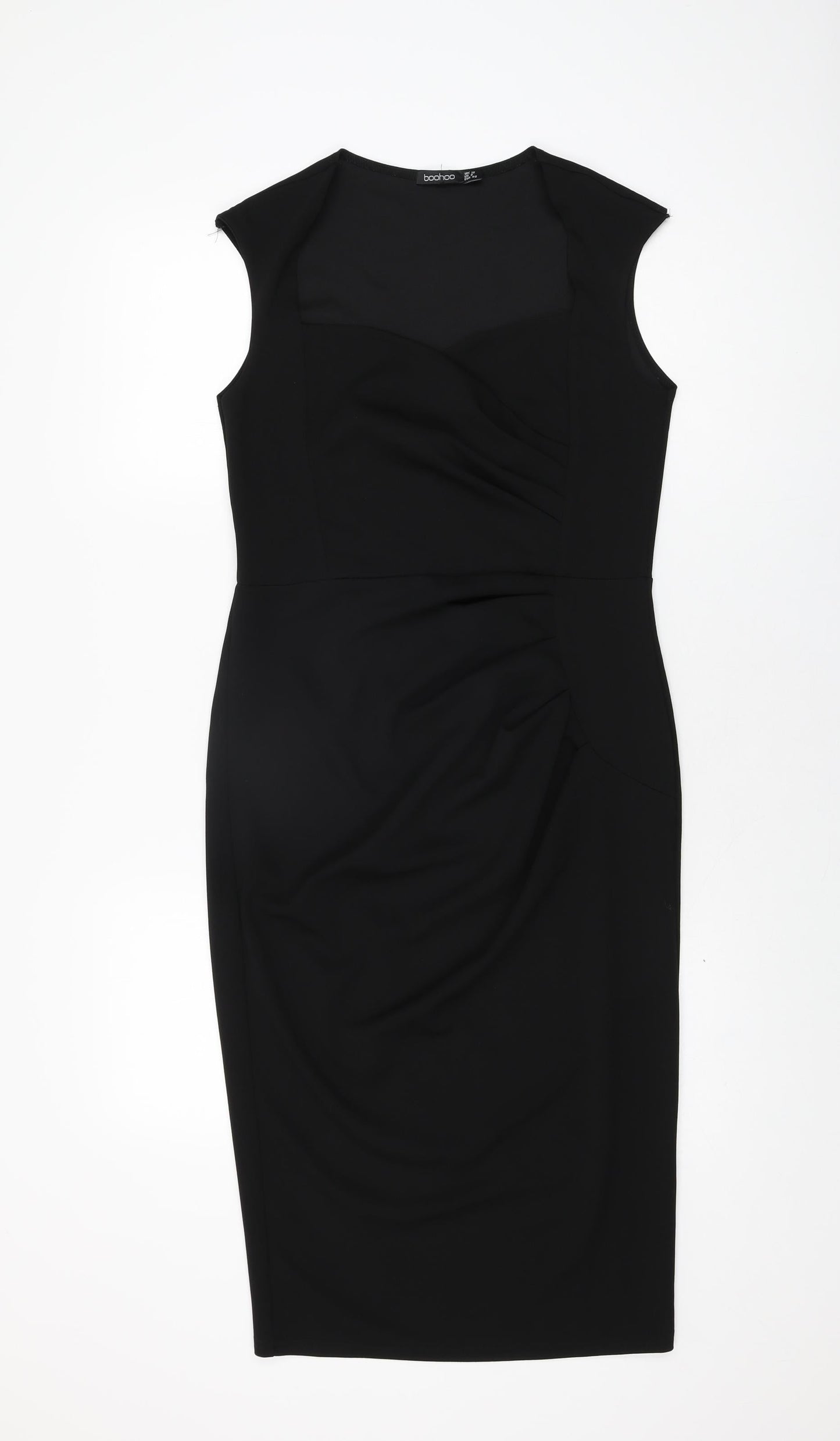 Boohoo Womens Black Polyester Bodycon Size 12 Sweetheart Pullover