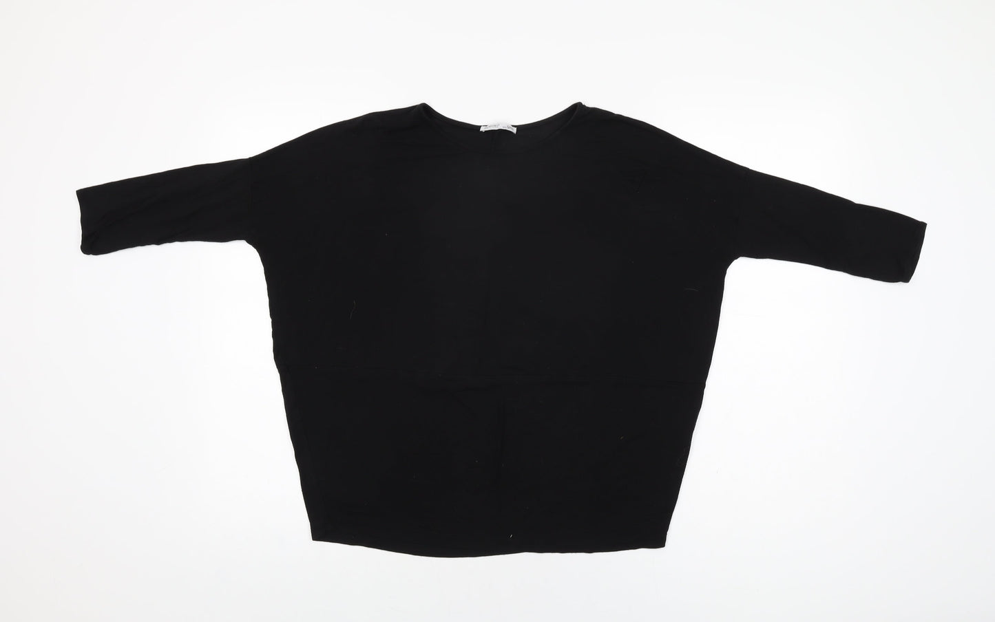 Womens UK Size S Zara Black Basic T-Shirt