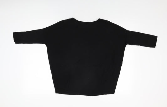 Womens UK Size S Zara Black Basic T-Shirt