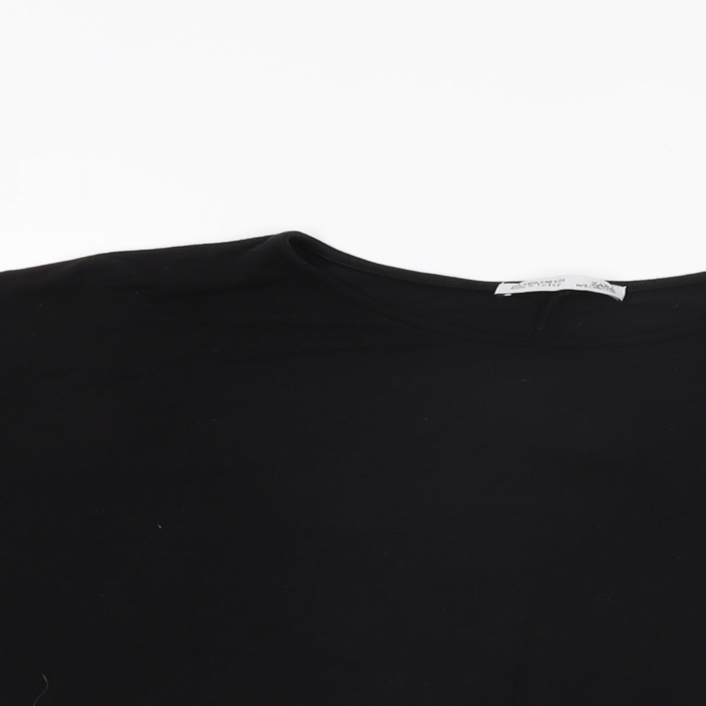 Womens UK Size S Zara Black Basic T-Shirt