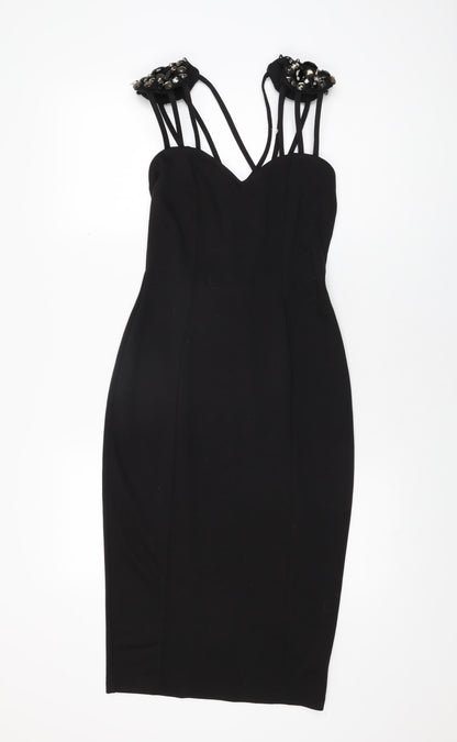 ASOS Womens Black Polyester Bodycon Size 6 Sweetheart Pullover