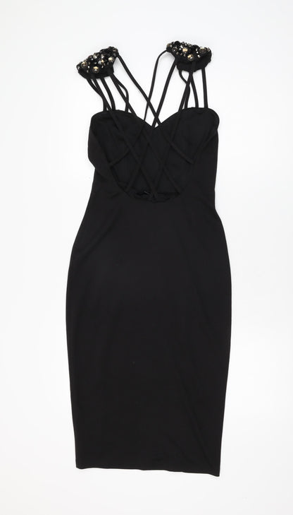ASOS Womens Black Polyester Bodycon Size 6 Sweetheart Pullover