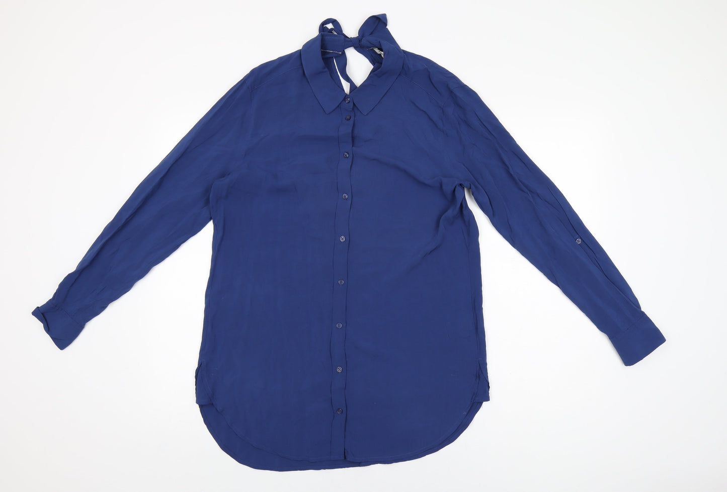Womens UK Size 10 Sandwich Blue Basic Button-Up
