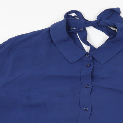 Womens UK Size 10 Sandwich Blue Basic Button-Up