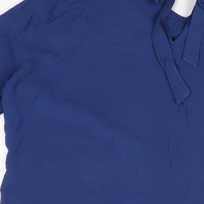 Womens UK Size 10 Sandwich Blue Basic Button-Up