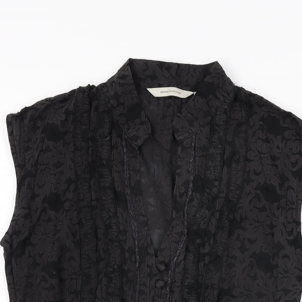 Womens UK Size 10 Rocha John Rocha Black Basic Button-Up