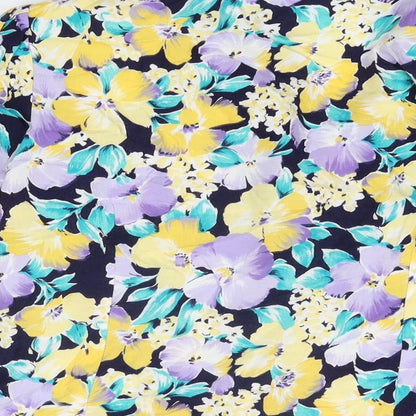 Richards Womens Blue Floral Viscose Basic Button-Up Size 14 Collared