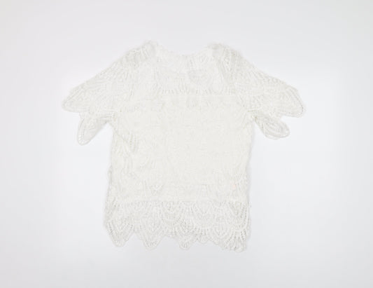 Womens UK Size 12 New Look White Basic T-Shirt