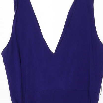Scarlett Nite Womens Blue Polyester A-Line Size 10 V-Neck Tie